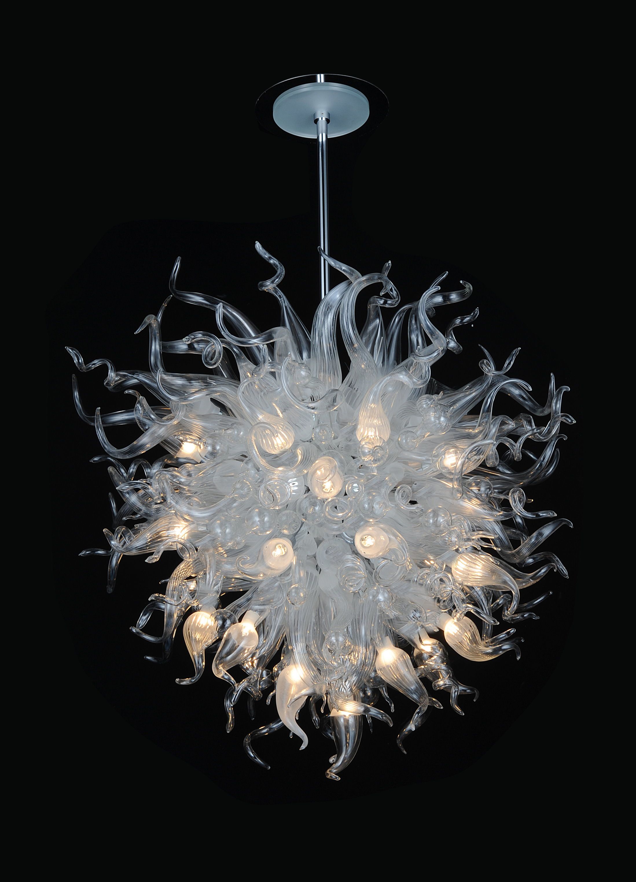 Modern Crystal Chandelier Light Round Shape Led Pendant Lamp Home Decoration White Color Dale Chihuly Style Blown Glass Ball