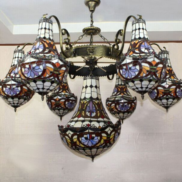 Creative Art Antique Stained Glass Pendant Light Bar Hotel Villa Creative Art Antique Stained Glass Pendant Light Bar Hotel Villa Tifffany Lamp Chandelier Hanging Fitting Nautical Lights Drum Shade
