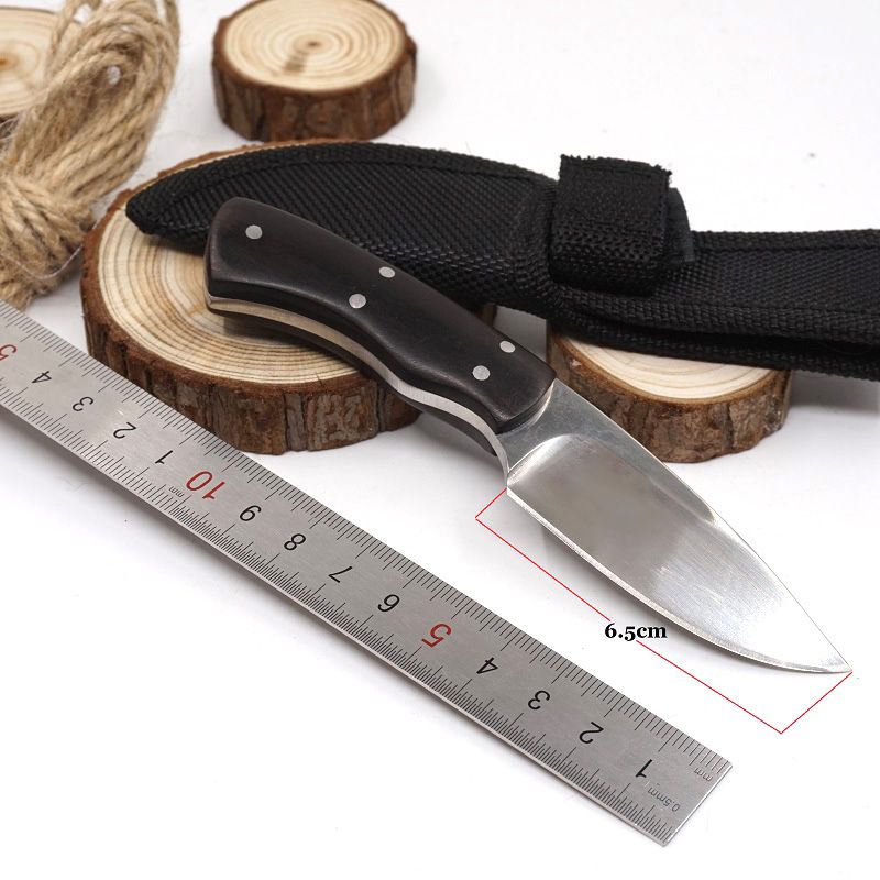 Small Straight Knife Outdoor Fixed Hunting Knife 440 Blade Wood Handle