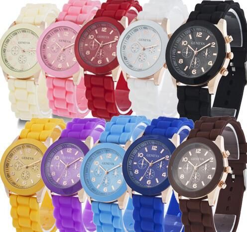 China Luxury Mens Watches Women Men Geneva Watch Rubber Candy Jelly