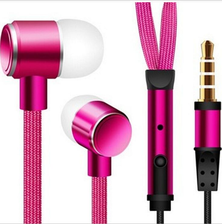 Shoelace Style Earphones 3.5mm In Ear Earbuds Stereo Super Bass Metal