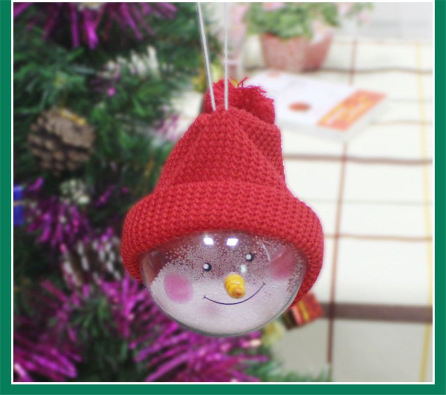 Acheter Dessin Animé Boule De Noël Ornement Avec Chapeau Pvc Laine Noël Bonhomme De Neige Balles Jouets Pour Enfants Arbre De Noël Décoration Boule
