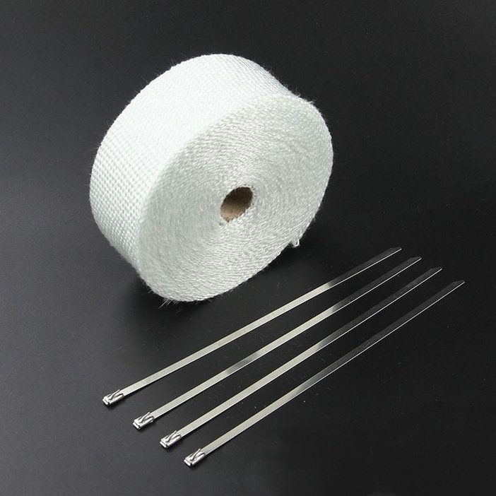 10m white colour fiberglass tape for motor exhaust pipe heat wrap
