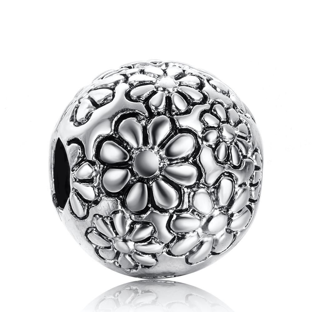 2019 Wholesale 925 Sterling Silver Charm Clip Flower Clasp European Charms Beads Fit Snake Chain ...