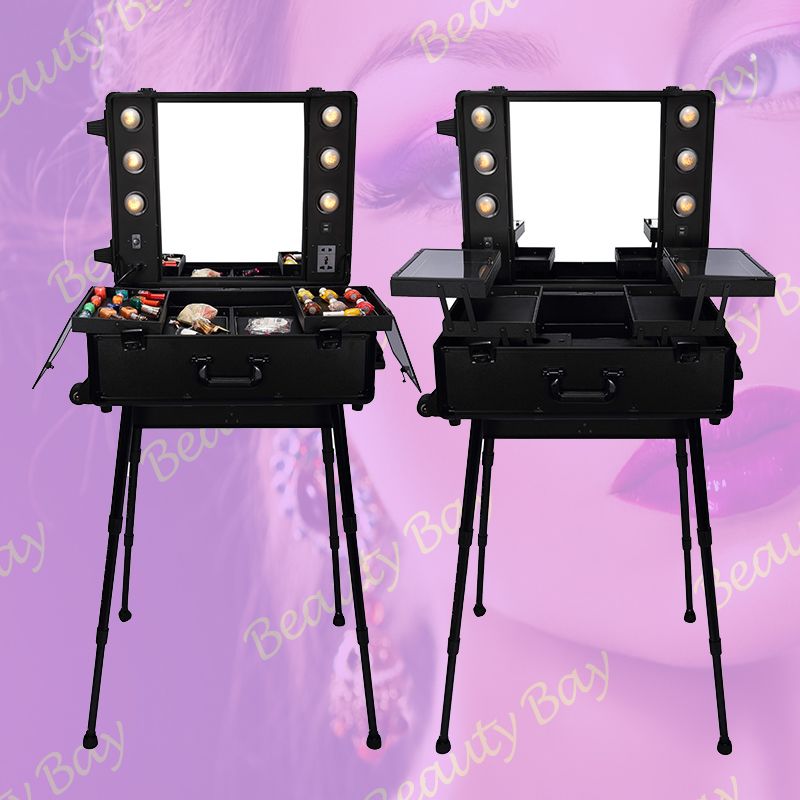 2019 Professional Trolley Aluminium Aluminum Black Pink Makeup Case