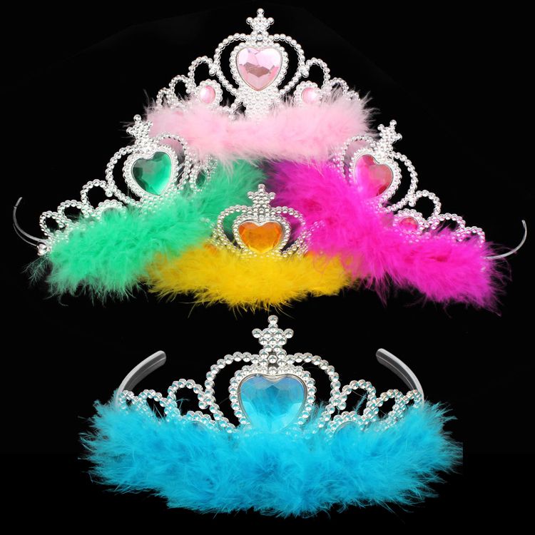New Plastic Silver Childrens Butterfly Purple Feather Tiara Hair