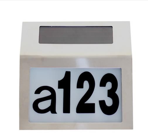 2018 led solar light outdoor stainless solar powered doorplate lamp