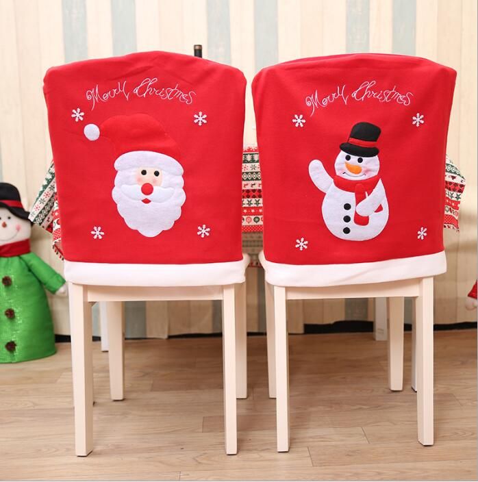 Santa Claus Snowman Chair Cover Christmas Dinner Table Back Covers Party Ornament Decorations Kka3137 Xmas Cheap