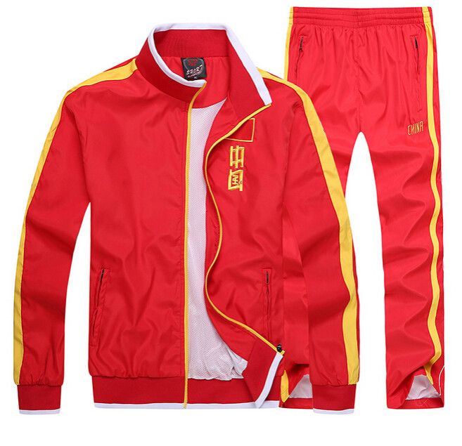 2019 Wholesale China Red Sports Mens Sportswear Embroidery Flag