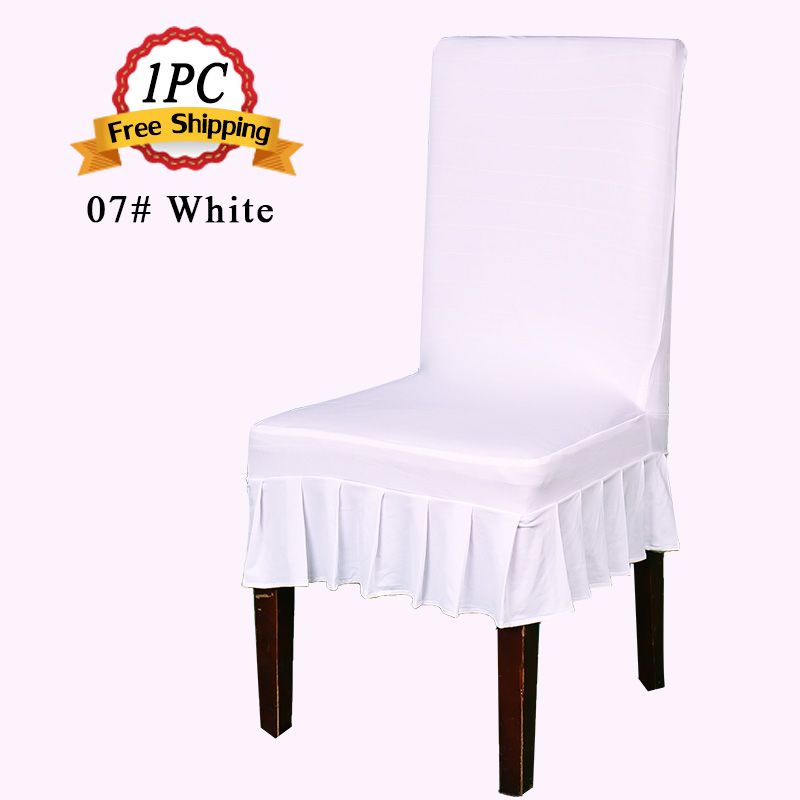 2016 New 1pc Universal Polyester Spandex Lycra Pleated Chair Cover Skirt For Wedding Banquet Party Event Hotel Decor Slipcovers