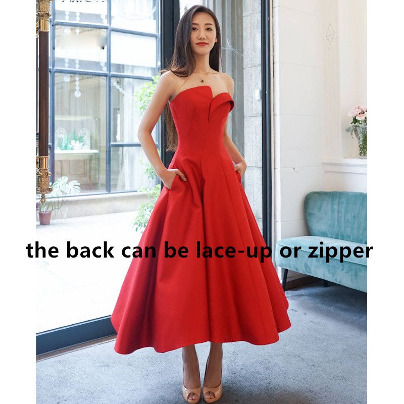 red dresses with pockets