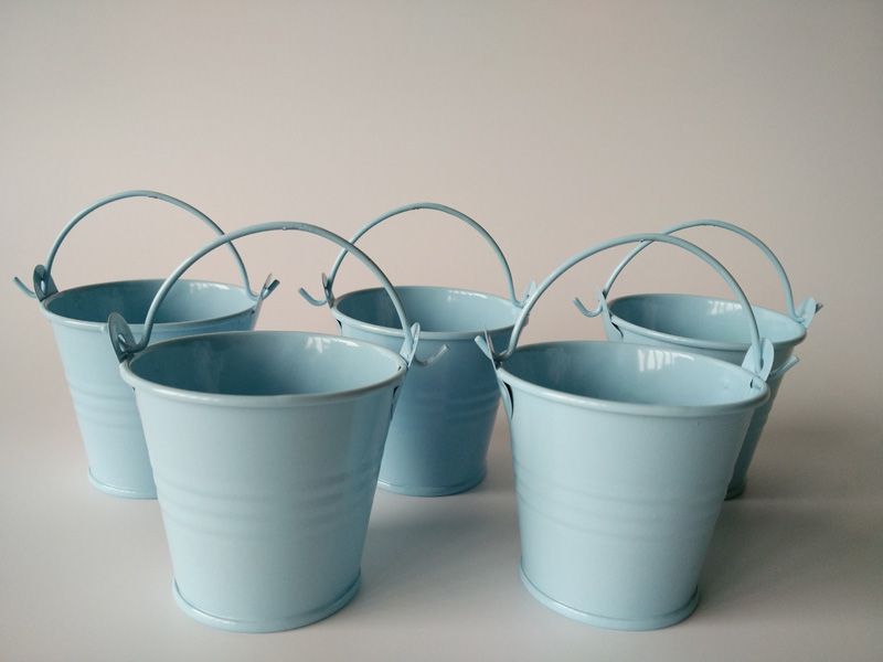 2021 Light Blue Small Easter Egg Pots Tin Pails,Mini Pails,Metal Bucket