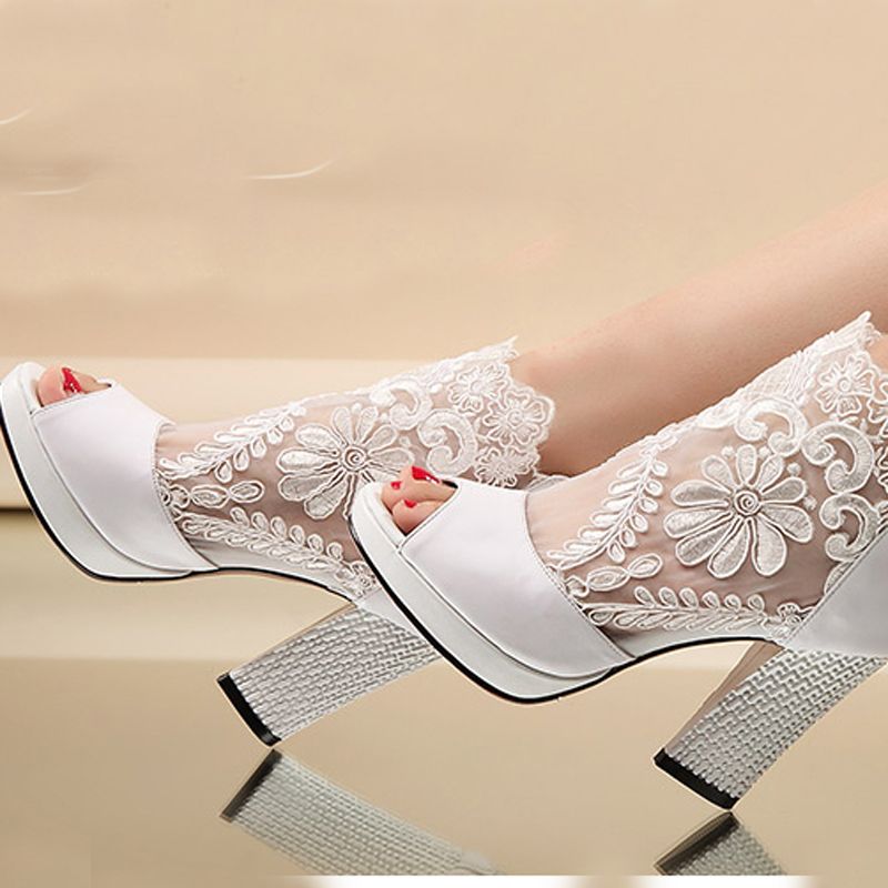 white wedding booties