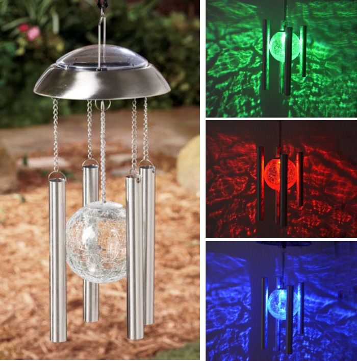 Whole Fashion Solar Powered Color Changing Glass Ball Led Light Whole Fashion Solar Powered Color Changing Glass Ball Led Light Copper Hanging Wind Chime Garden Yard Decor