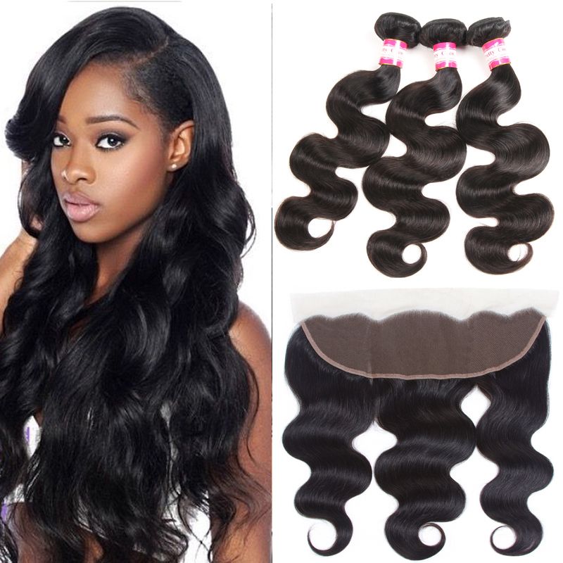 2019 Peruvian Hair Weave Lace Frontal Closure With Bundles