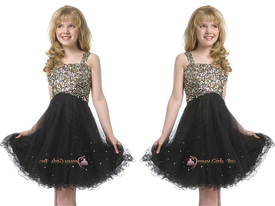 Pcincess Black Girl Festzug Kleid Straps Beadings kurze Kinder Ballkleider für Hochzeit Geburtstag Geschenke knielangen Kid Kleider Pcincess Black Girl Festzug Kleid Straps Beadings kurze Kinder Ballkleider für Hochzeit Geburtstag Geschenke knielangen Kid Kleider