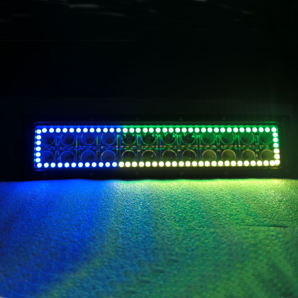 22 Inch Straight 120W Cree Led Light Bar RGB Flow Halo Ring 7 Solid