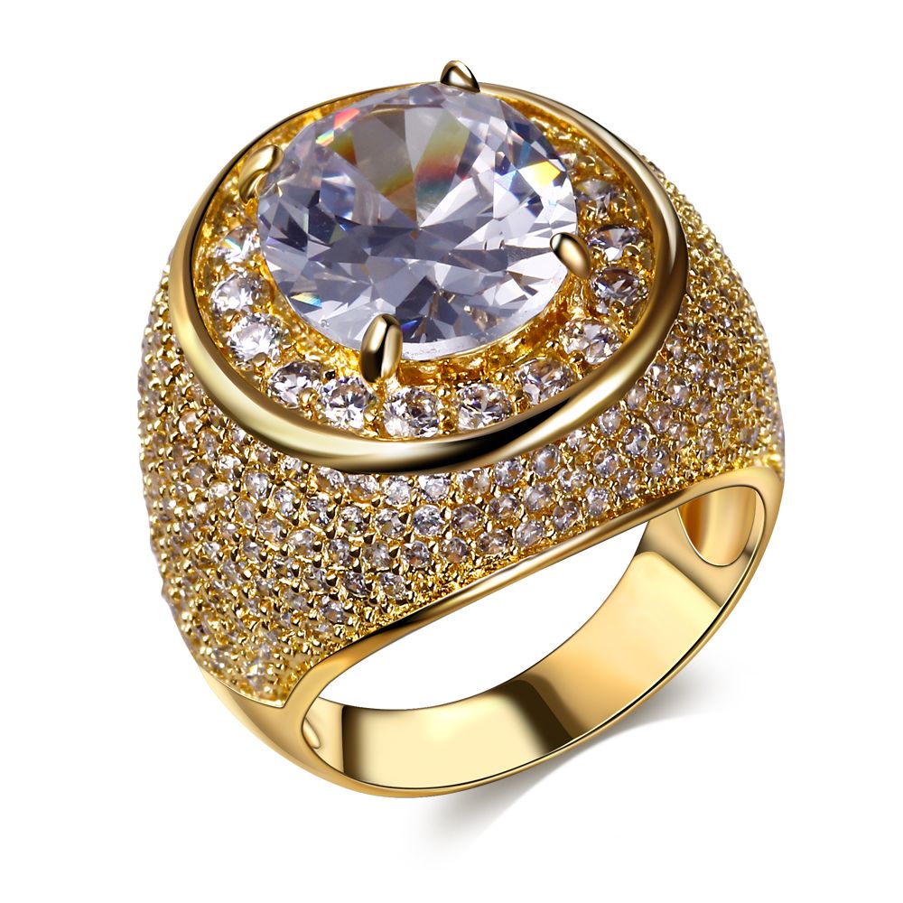 2021 Very Nice Ring And Fast Shipping! 18K Gold Rings With A Big Green