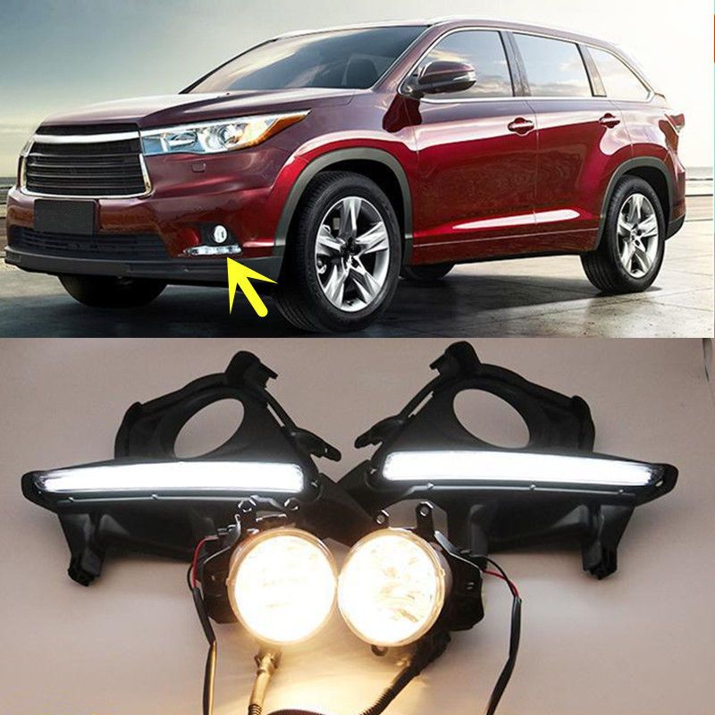 white daytime running light yellow fog lamp drl for toyota 2017 toyota highlander fog lights