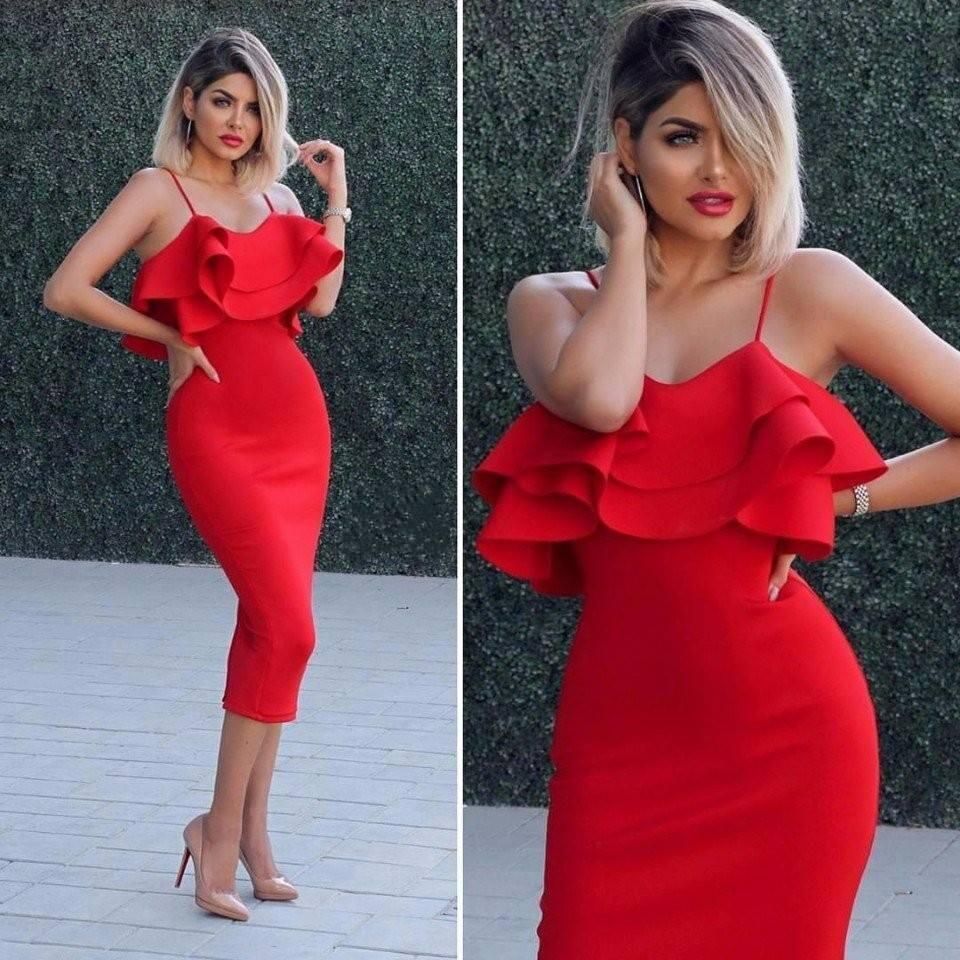 red sexy cocktail dress