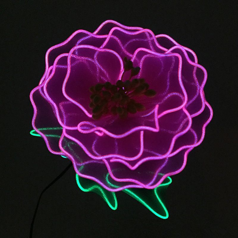 2018 dc 3v purple peony led flashing flower neon glow light wire