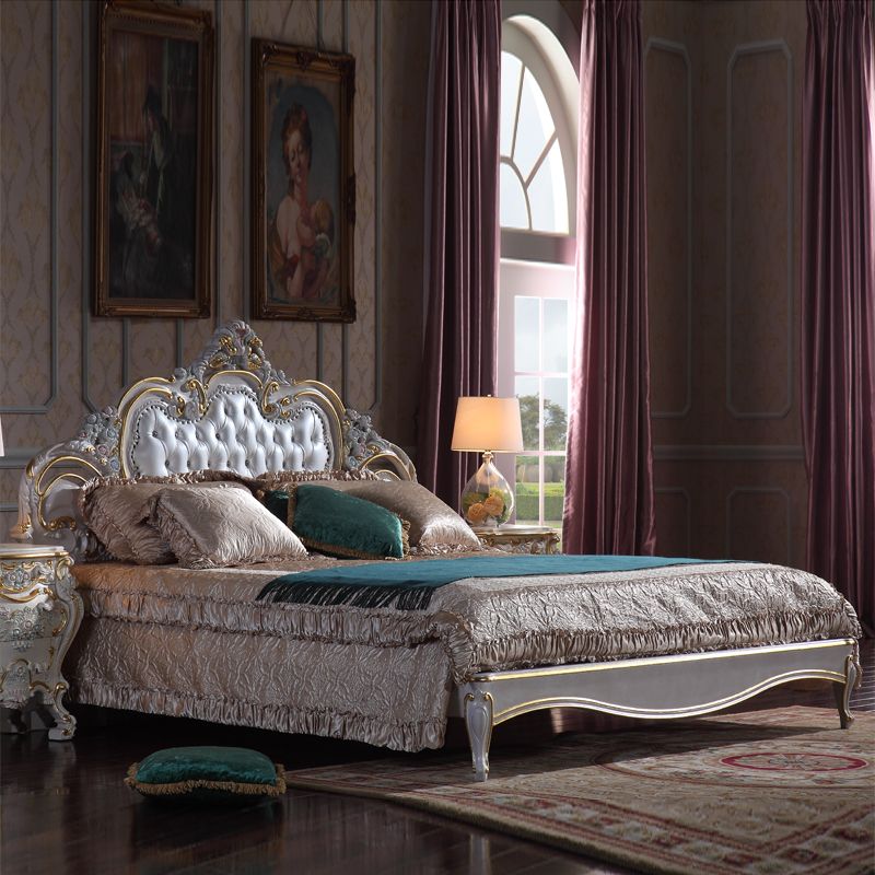 Antique Classic European Furniture French Romantic Solid Wood Antique Classic European Furniture French Romantic Solid Wood Baroque Bed With Ing Paint And Gold Leaf Gilding Royal