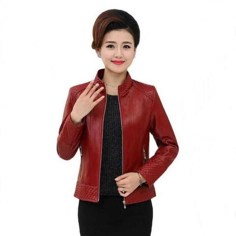 2019 Hot Middle Aged Leather Jacket Plus Size 6xl Female Casual Hot Middle Aged Leather Jacket Plus Size 6xl Female Casual Short Coat Jackets 2018 Autumn New Women S Clothing Pu Surcoa