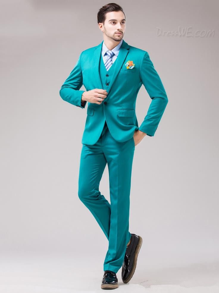 Compra Fsahion Novio Esmoquin Muesca Solapa Traje De Hombre Turquesa  Padrino De Boda / Novio Boda / Cena / Trajes De Hombre Chaqueta +  Pantalones + Chaleco Barato | Entrega Rápida Y Calidad | Es.Dhgate