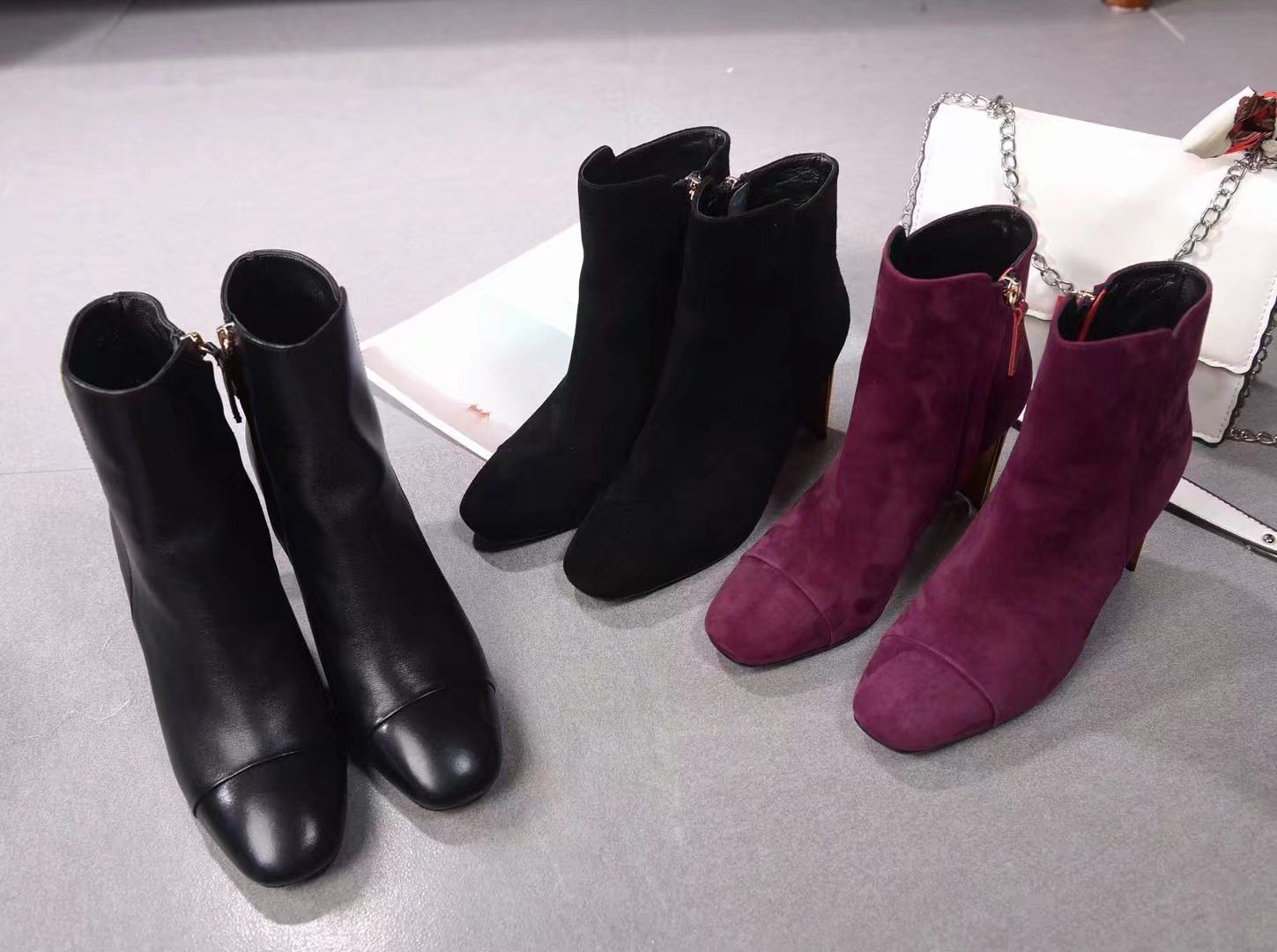 square toe suede boots