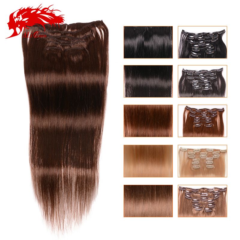 Clips In Human Hair Extension 16''22'' 70g Ali Queen Hair Brazilian