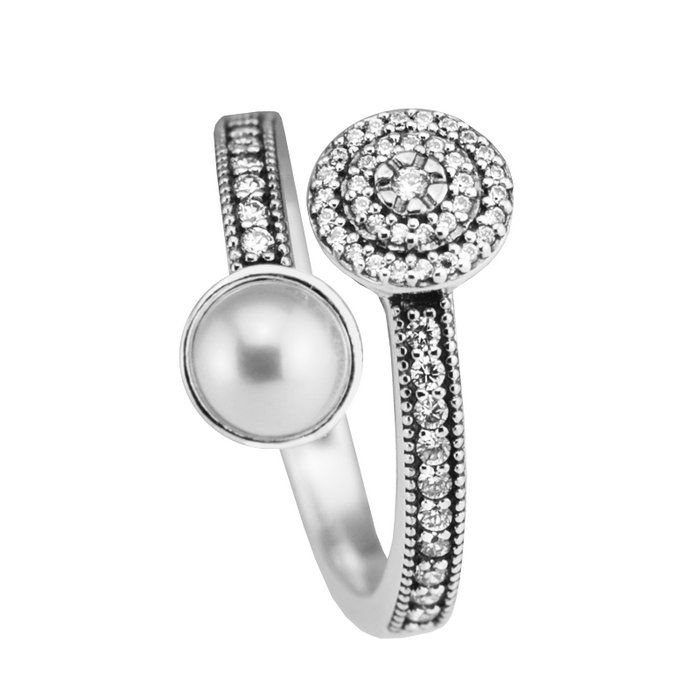 Pearl Rings Fits For Women Pandora Style S925 Sterling Silver Luminous