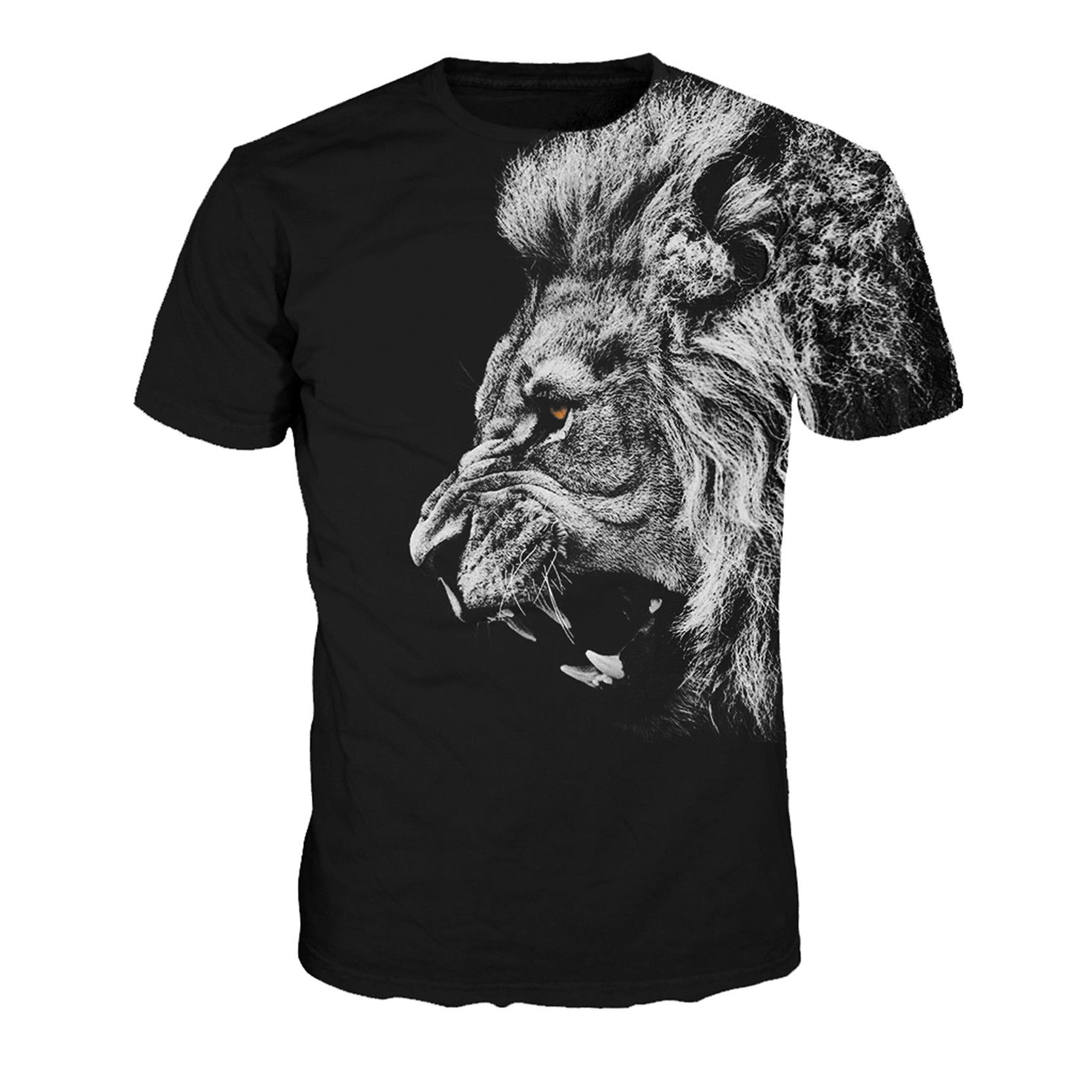 Wholesale Cool Lion T Shirt Black T Shirts Men Hip Hop Tshirt O Neck ...