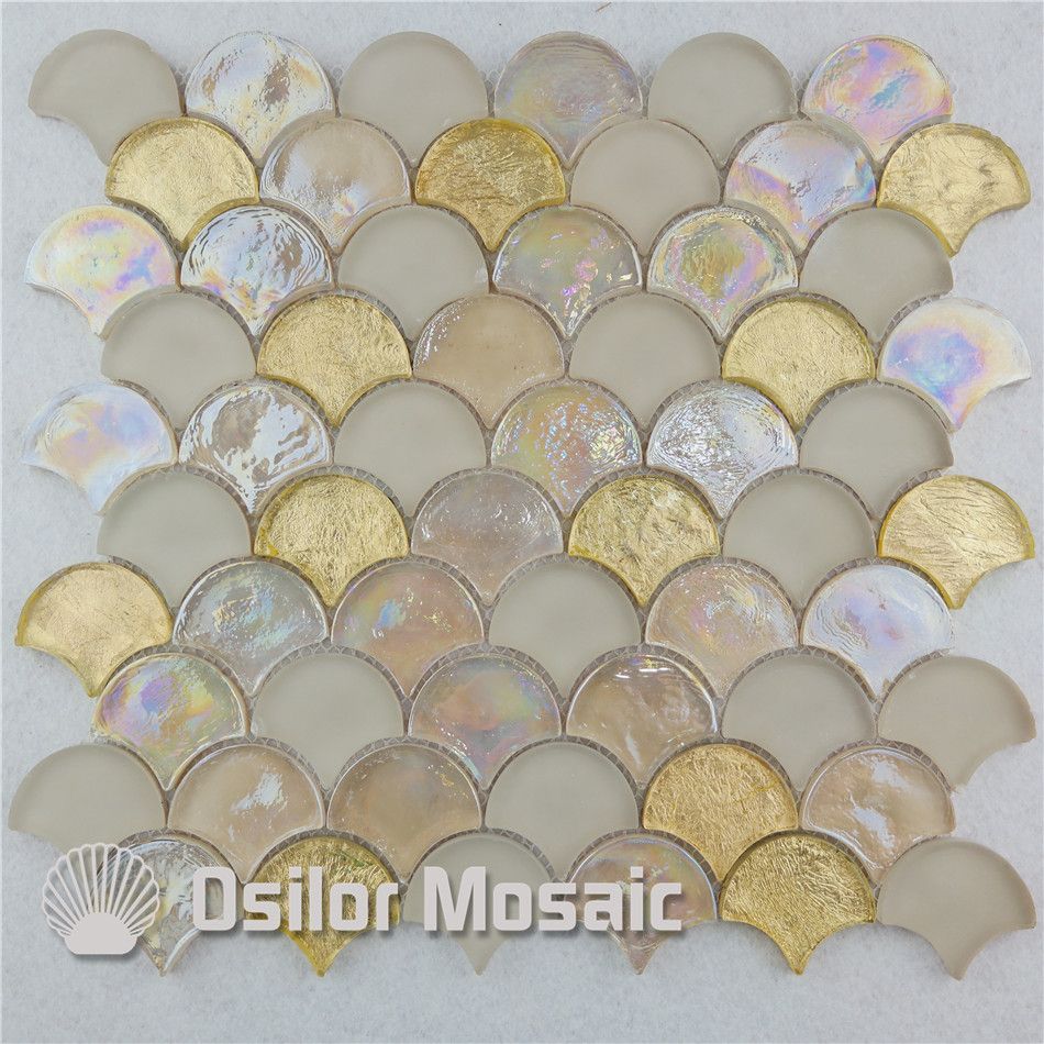 2017 fan shaped white and yellow glass mosaic tile for interior 2017 fan shaped white and yellow glass mosaic tile for interior