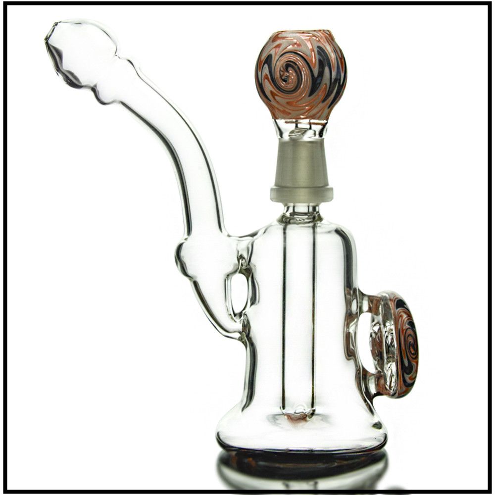 2020 Cheap Price Mini Glass Bong With Wide Base Wigwag Colored Bent Type Oil Rigs Smoking Water