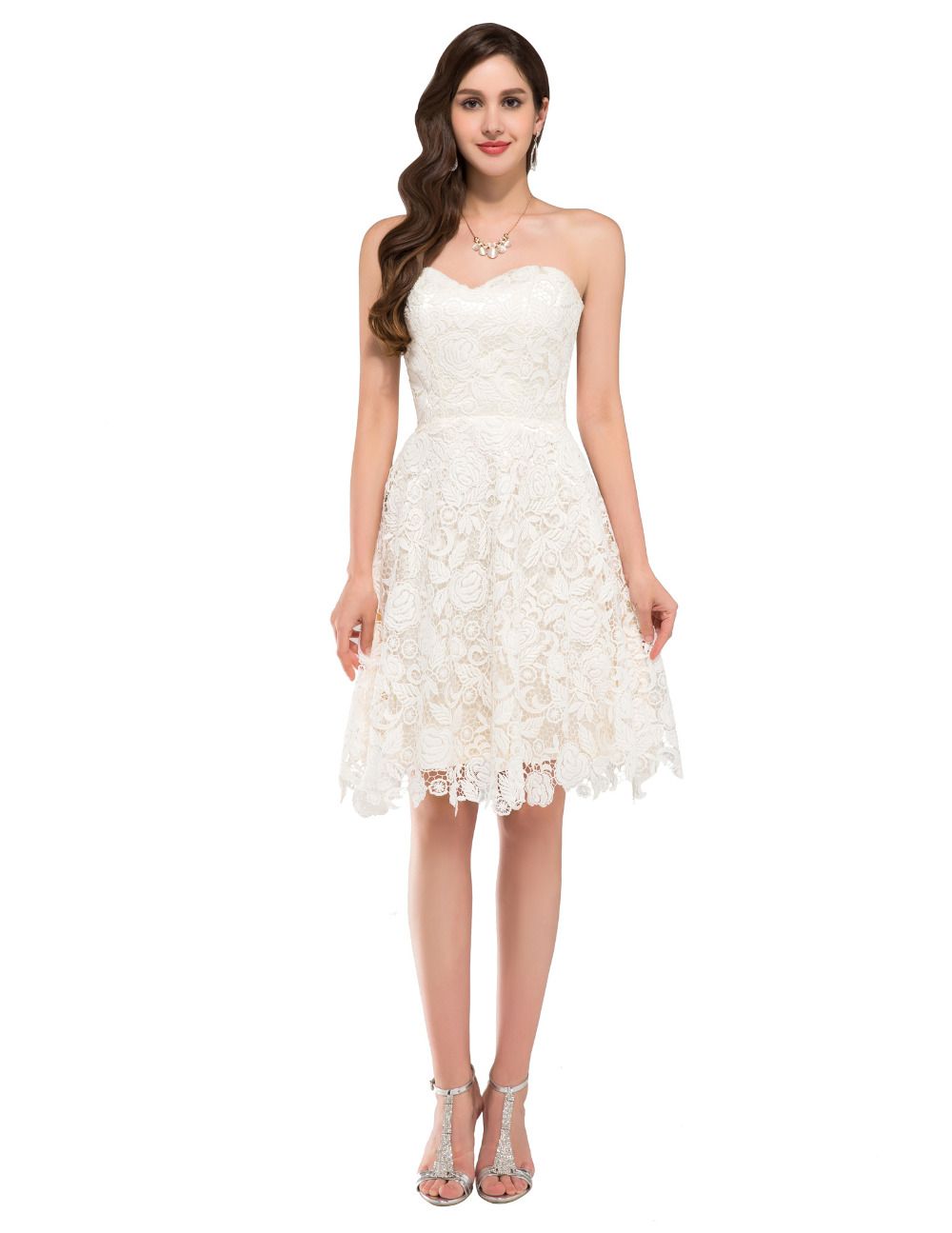Short Ivory Lace Prom Dress