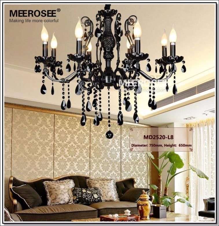 French Style Crystal Chandelier Lighting Fixture 8 Lights Vintage French Style Crystal Chandelier Lighting Fixture 8 Lights Vintage Black Wrought Iron Suspension Hanging Light Antler Chandeliers Bathroom