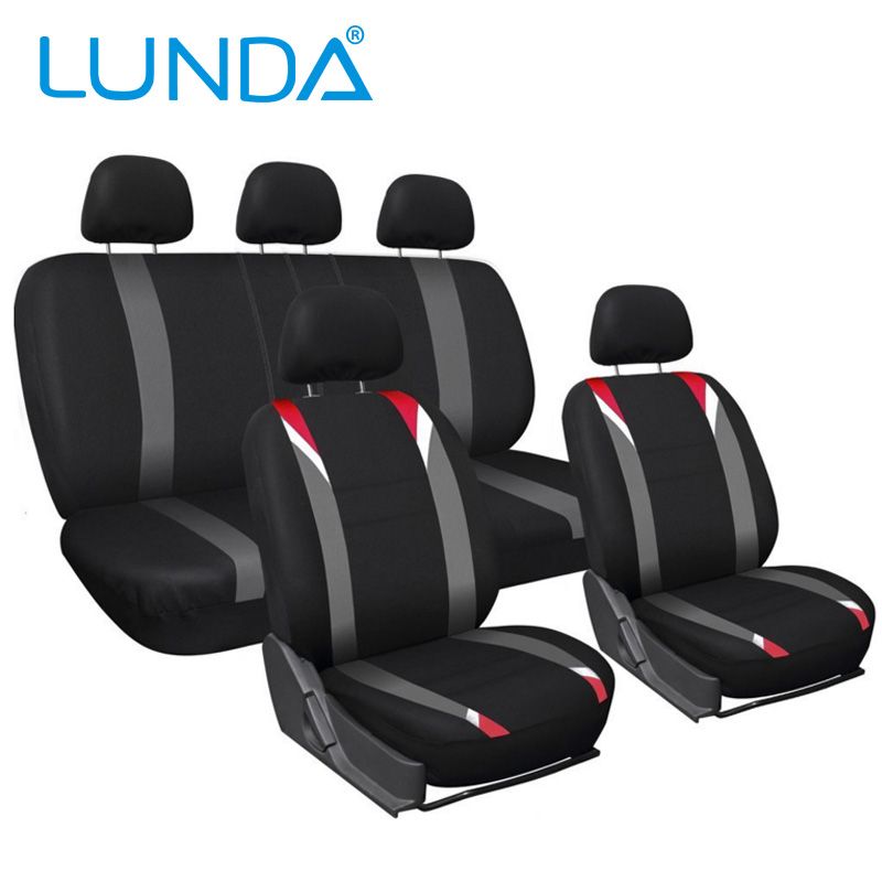 Lunda Cloth Mesh Red Black Gray 5 Head Rests Auto Seat Covers Lunda Cloth Mesh Red Black Gray 5 Head Rests Auto Seat Covers Set Universal Fit For Car Truck Suv Or Van Styling Best Aftermarket