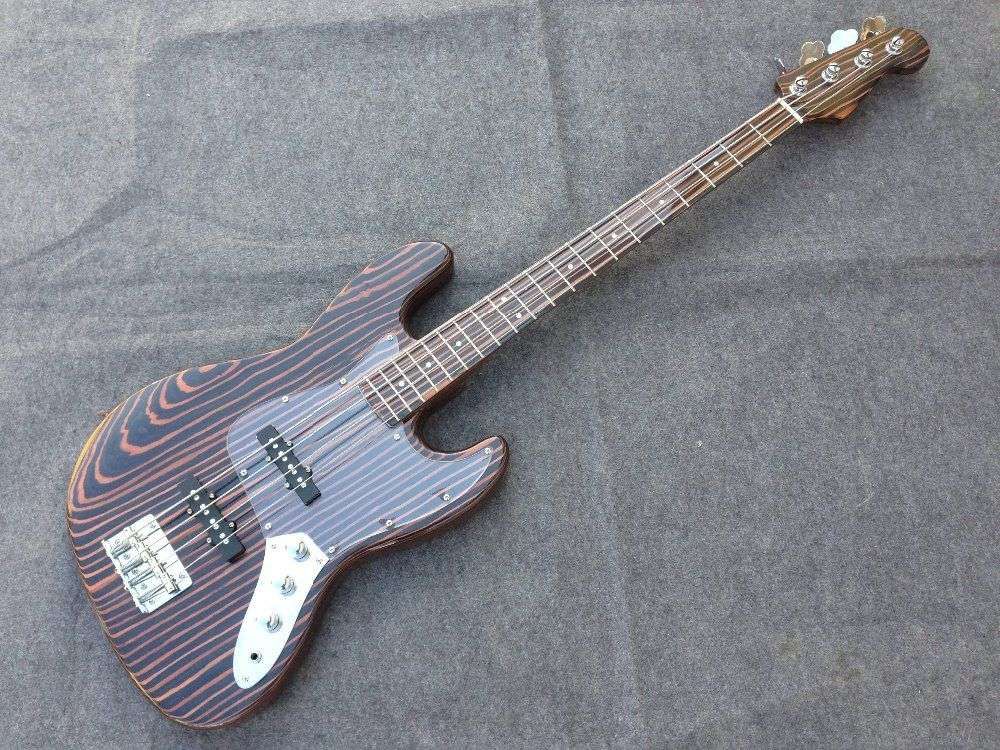 High Quality 4 Strings Zebra Wood Electric Bass Guitar Zebra Wood Neck