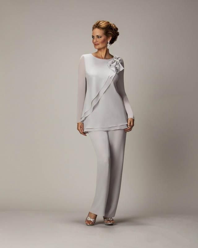 2016 Plus Size Elegant Chiffon Pants Suit Wedding Mother Of The Bride