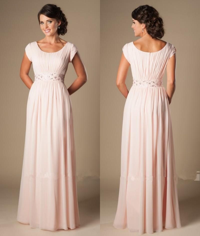 Blushing Pink Bridesmaid Dresses Long 