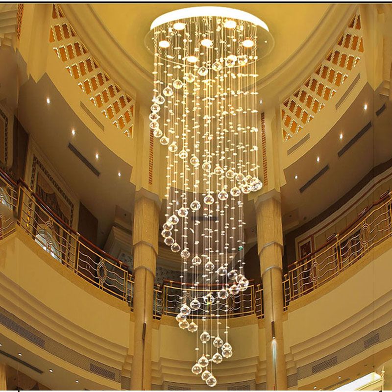 vallkin modern clear spiral sphere led lustre crystal chandeliers