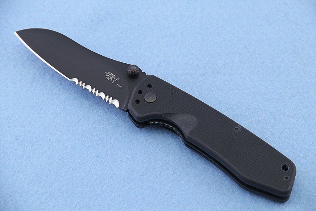 Sanrenmu GB4 913P Folding Knife Pocket Knife EDC Black Textured G10