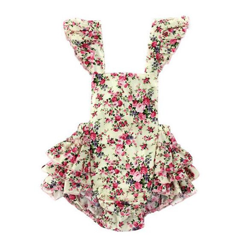 Best Vintage Summer Woven Floral Baby Bubble Romper Flutter Sleeve ...