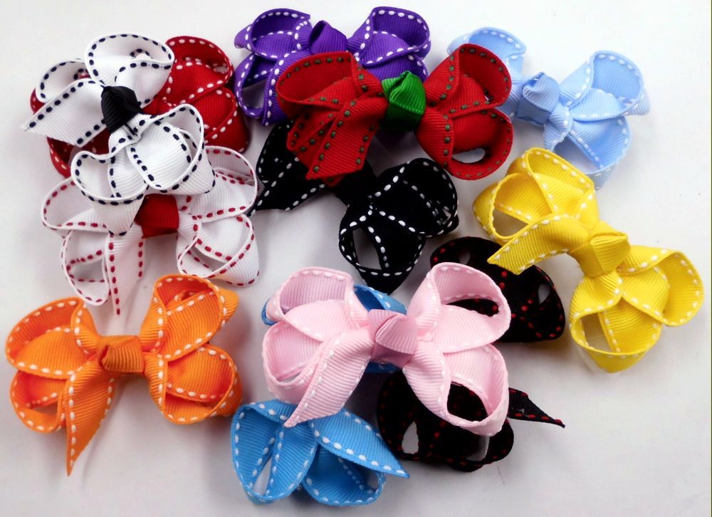 12 pieces Velvet Hair Bow Boutique Grosgrain Ribbon Alligator Bowknot Clips 3.5/"