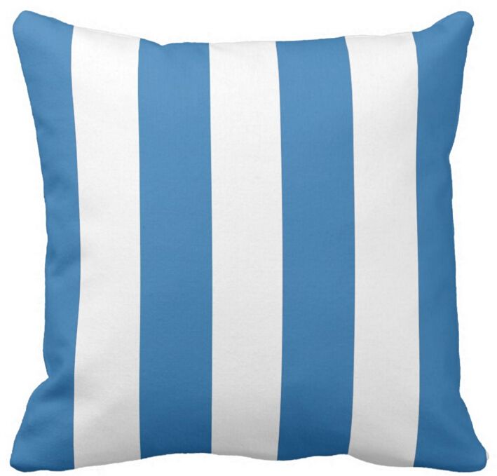 Ocean Blue And White Striped Throw Pillow 50 Cotton And 50 Linen