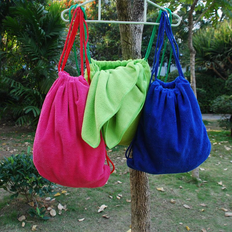 drawstring towel backpack
