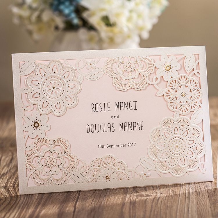 New 2019 White Lace Flora Wedding Invitations Cards Laser Cut Hollow