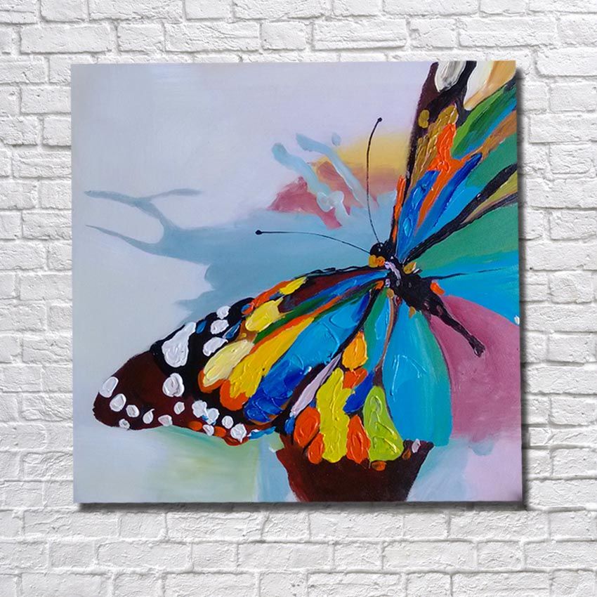 2020 Hand Painted Modern Colorful Butterfly Oil Painting Home ...