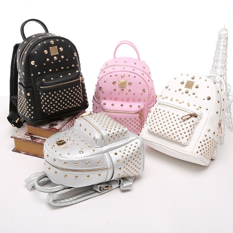 Cute Mini Rivet Backpack For Women Black/Gold/Silver Backpacks Korean Backpack Style Christmas ...