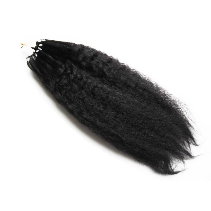 boucle cheveux crépus droite 100g brésilien yaki cheveux humains Micro Bead Remy Cheveux